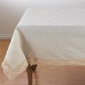 Saro Lifestyle SARO 4791.N72S 72 in. Square Poly Blend Tablecloth with Embroidered Lace Border - Natural 4791.N72S